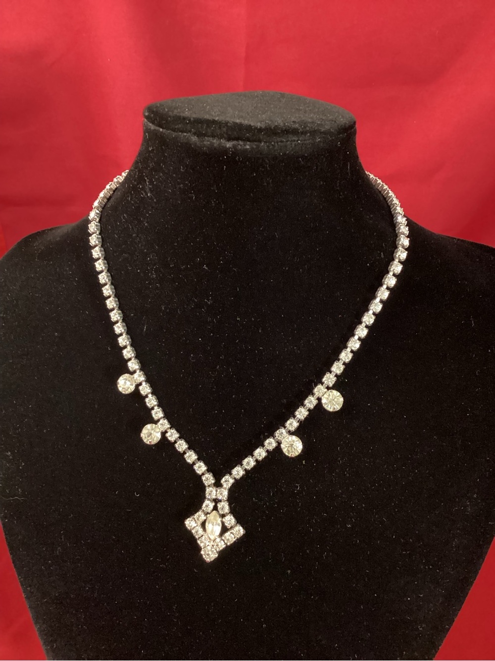 Vintage Continental signed rhinestones choker necklace